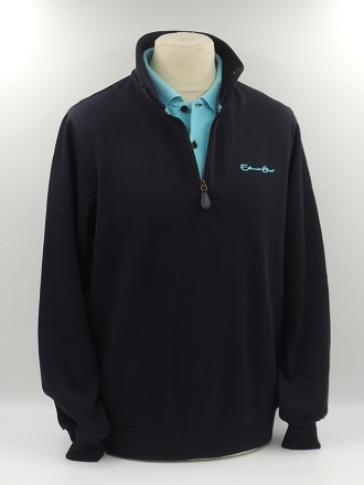 Pull col camionneur Marine nuit avec col polo Turquoise