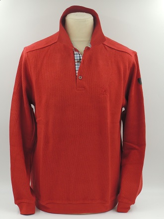 Pull col polo rouge Cerise