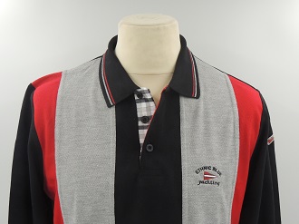 Polo demi-saison avec bandes verticales Noir, Gris clair et Rouge