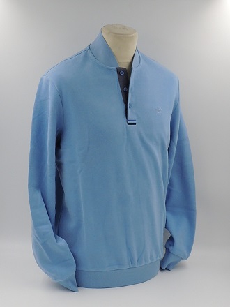 Pull col montant cheminée en V Bleu Ciel