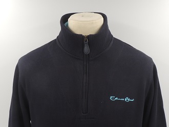 Pull col camionneur Marine nuit avec col polo Turquoise