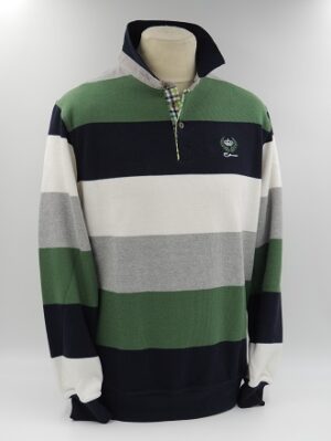 Pull col polo rayé