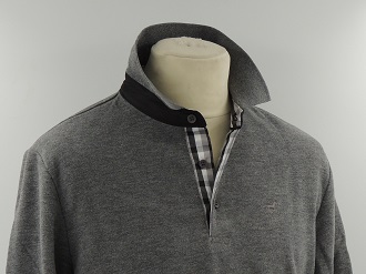 Pull col polo Gris