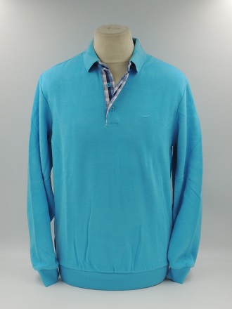 Pull col polo Bleu Turquoise